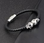 Haymer Sieraden Doubble Skull Armband - Zilver - Mannen -, Nieuw