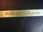 Bedrukt lint Zachtgroen met Bruine opdruk 70 mm 80 cm, Ophalen of Verzenden, Nieuw