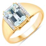 Ring - 14 karaat Geel goud - 2.05ct. tw. Aquamarijn -, Sieraden, Tassen en Uiterlijk, Ringen, Nieuw