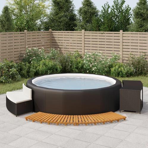 vidaXL Hottub-ombouw poly rattan en massief acaciahout zwart, Tuin en Terras, Zwembad-toebehoren, Nieuw, Verzenden