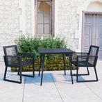 vidaXL 3-delige Tuinset PVC-rattan zwart, 2 zitplaatsen, Kunststof, Verzenden, Nieuw