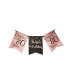 Verjaardagsslinger Vaandel 80 Jaar Roze/Zwart (6m), Hobby en Vrije tijd, Feestartikelen, Ophalen of Verzenden, Nieuw