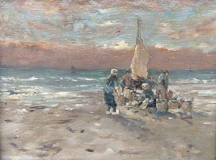 Nederlandse school (XX) - Kust- en strandtafereel, Antiek en Kunst, Kunst | Schilderijen | Klassiek