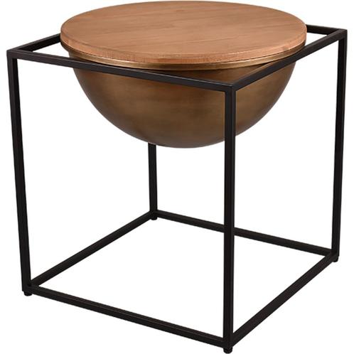 Bijzettafel - Trion Elina - 53x53cm - Zwart - Metaal - Hout, Huis en Inrichting, Tafels | Eettafels, Nieuw, Ophalen of Verzenden