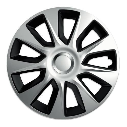 Wieldoppen 14 inch - Stratos Zwart & Zilver - wieldoppenset, Auto diversen, Wieldoppen, Nieuw, Verzenden