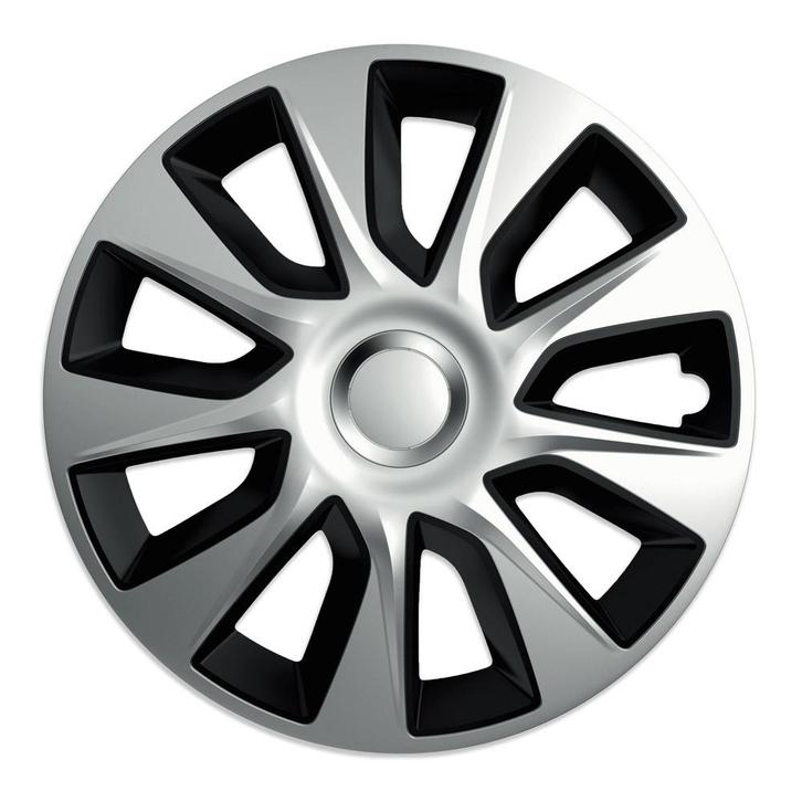 Wieldoppen 14 inch - Stratos Zwart & Zilver - wieldoppenset, Auto diversen, Wieldoppen, Nieuw, Verzenden
