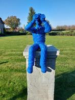 Beeld, zittende man met verrekijker - 70 cm - polyresin