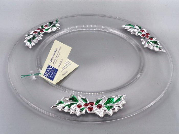 PG-MIANI Argenteria - Dienblad - Verzilverd, smalti en glas, Antiek en Kunst, Antiek | Goud en Zilver