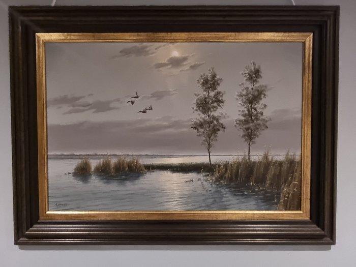 Gien Brouwer (1944) - Hollandse Polder, Antiek en Kunst, Kunst | Schilderijen | Klassiek