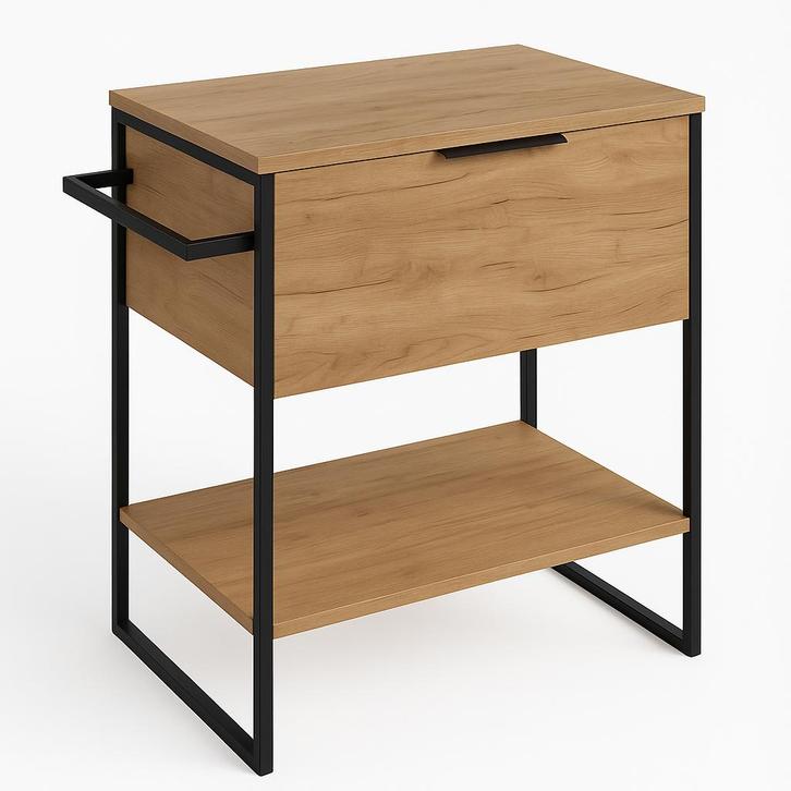 Staande Wastafelkast Kobe 60 x 46 x 85 cm - Eiken, Huis en Inrichting, Badkamer | Badkamermeubels, Nieuw, Wastafelkast, Verzenden