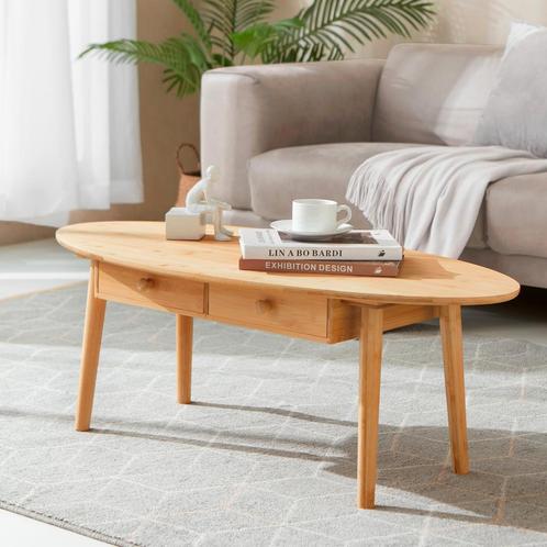 [en.casa] Salontafel Harboøre 37x100x48 cm bamboe, Huis en Inrichting, Tafels | Salontafels, Nieuw, Verzenden