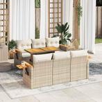 vidaXL 7-delige Loungeset met kussens poly rattan acacia, Verzenden, Nieuw, Rotan, Loungeset