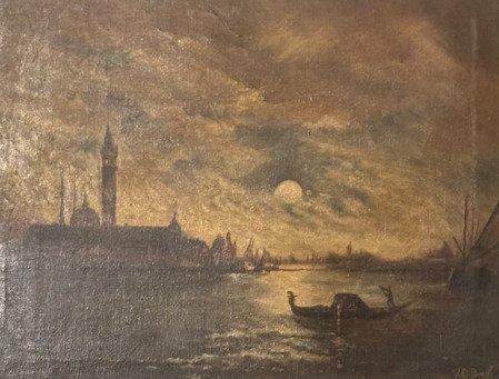 Vd.Bosch(XX) - Venetië haven zicht, Antiek en Kunst, Kunst | Schilderijen | Klassiek