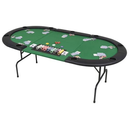 vidaXL Pokertafel voor 9 spelers ovaal 3-voudig inklapbaar, Huis en Inrichting, Tafelonderdelen, Nieuw, Verzenden