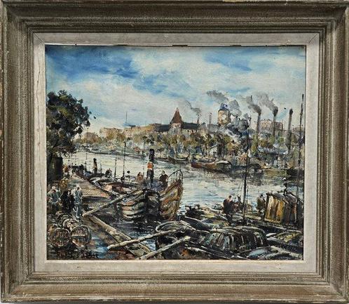 Raymond Besse (1899-1969) - NO RESERVE - Rivière et fumée, Antiek en Kunst, Kunst | Schilderijen | Klassiek