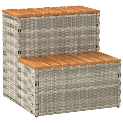 vidaXL Hottub-opstap 50x50x50,5 cm poly rattan&massief, Tuin en Terras, Zwembad-toebehoren, Nieuw, Verzenden