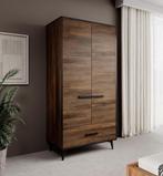 Kledingkast donker eiken 92x40x185 met klapdeuren, Huis en Inrichting, Kasten | Vitrinekasten, Verzenden, Nieuw, 50 tot 100 cm