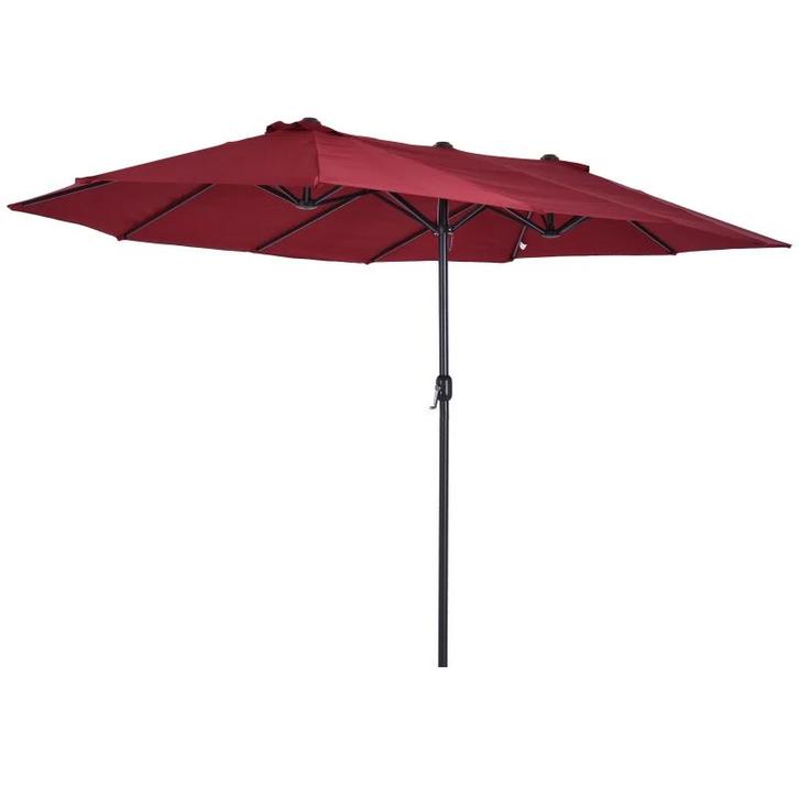 TRUUSK Dubbele Tuinparasol met Zwengel - Wijnrood - Ovaal 46, Tuin en Terras, Parasols, Nieuw, Verzenden