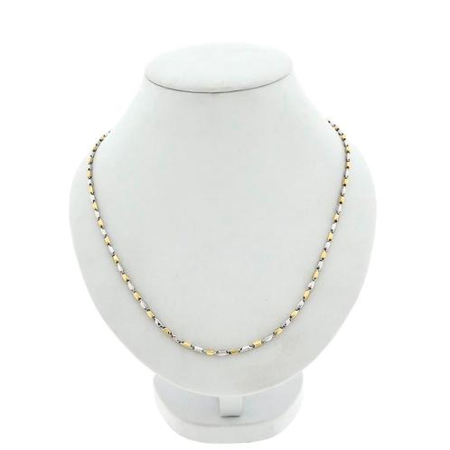 Bicolor gouden schakel ketting; 45,5 cm | Monzario, Sieraden, Tassen en Uiterlijk, Kettingen, Overige kleuren, Gebruikt, Goud