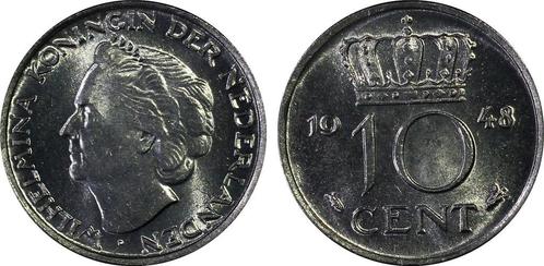 Koningin Wilhelmina 10 cent 1948 MS65 PCGS gecertificeerd, Postzegels en Munten, Munten | Nederland, Losse munt, Verzenden
