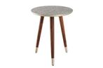 Design bijzettafel ALCAZAR 50cm antiek zilver metaal acacia, Huis en Inrichting, Tafels | Sidetables, Ophalen of Verzenden, Nieuw