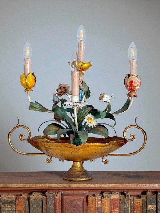 Tafellamp - Smeedijzer - bloemenvaas, Antiek en Kunst, Curiosa en Brocante