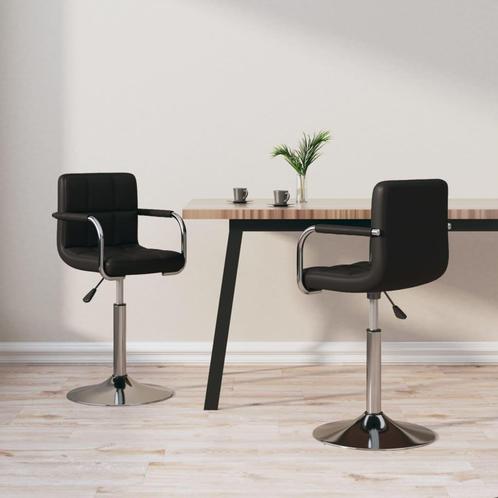 vidaXL Eetkamerstoelen draaibaar 2 st kunstleer zwart, Huis en Inrichting, Stoelen, Zwart, Nieuw, Verzenden