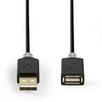 Nedis Grijs USB verlengkabel 2m (CCBW60010AT20), Computers en Software, Pc- en Netwerkkabels, Ophalen of Verzenden, Nieuw