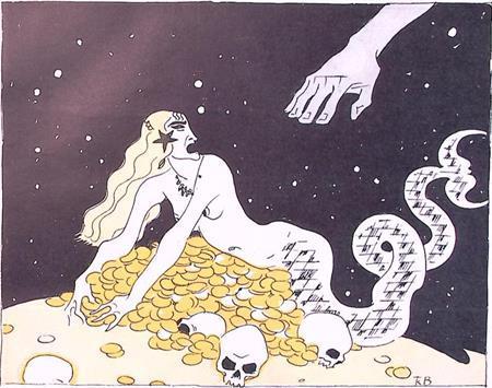 Spotprent over het goud van de gezonken Lutine (lijst optie), Antiek en Kunst, Kunst | Litho's en Zeefdrukken, Verzenden