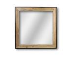 Wandspiegel Teakhout Naturel/Zwart | 90x90 cm, Huis en Inrichting, Woonaccessoires | Spiegels, Ophalen of Verzenden, Nieuw