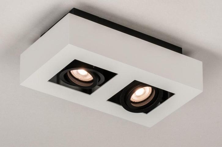 Rietveld Plafondlampen - Wit, Zwart - Metaal, Huis en Inrichting, Lampen | Plafondlampen, Verzenden