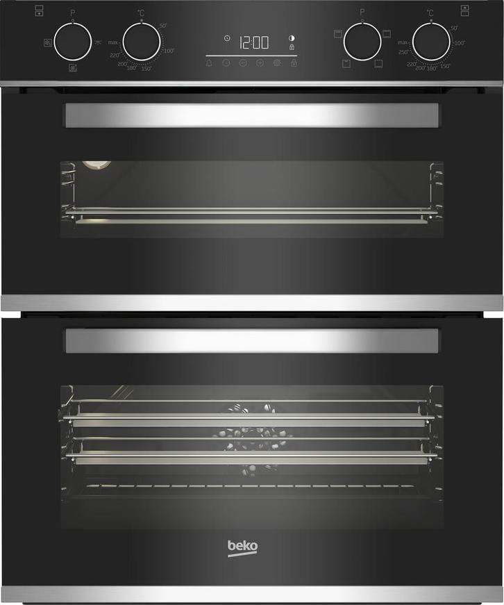 BEKO BBXTF25300x Dubbele Onderbouwoven 72 cm met LED-timer, Witgoed en Apparatuur, Ovens, Inbouw, Hete lucht, Nieuw, Oven met grill