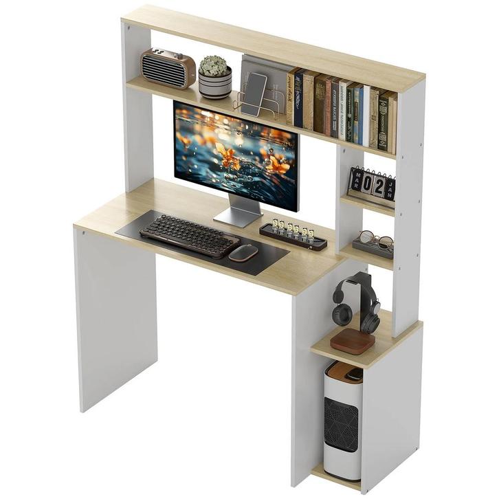 TRUUSK Computertafel 113 x 45 cm - Met Open Rekken en CPU-st, Huis en Inrichting, Kasten | Dressoirs, Nieuw, Verzenden