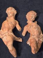sculptuur, Coppia putti XVIII - 25 cm - Hout, Antiek en Kunst, Antiek | Keramiek en Aardewerk