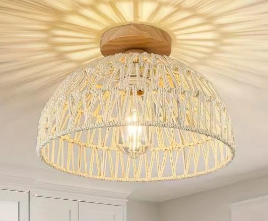 Rotan Plafondlamp – Handgemaakte Bohemian Hanglamp Woonkamer, Huis en Inrichting, Lampen | Hanglampen, Nieuw, Verzenden