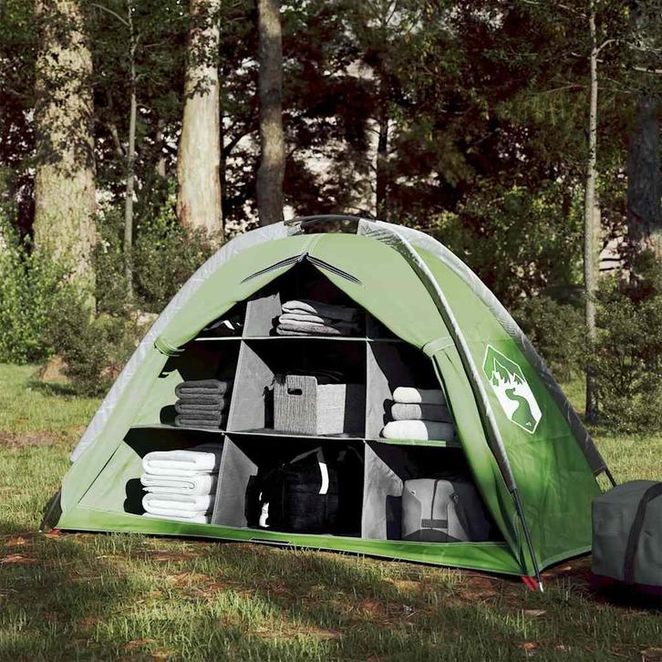 vidaXL Opbergtent 9 vakken waterdicht groen, Caravans en Kamperen, Tenten, Nieuw, tot en met 2, Verzenden