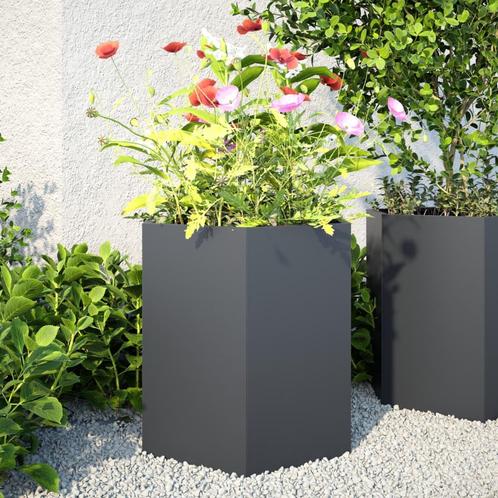 vidaXL Plantenbakken 2 st zeshoek 46x40x45 cm staal, Tuin en Terras, Bloembakken en Plantenbakken, Nieuw, Metaal, Verzenden