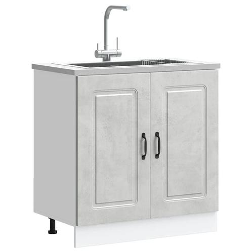 vidaXL Spoelbakonderkast Kalmar 80x46x81,5 cm bewerkt hout, Huis en Inrichting, Keuken | Keukenelementen, Grijs, Nieuw, Verzenden