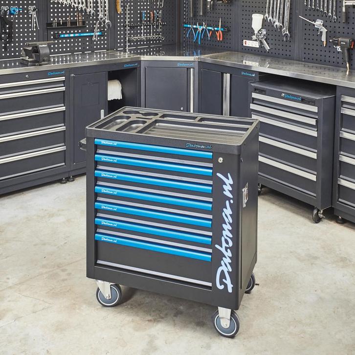 Datona Black-Line gereedschapswagen met opbergkast en 7, Doe-het-zelf en Verbouw, Gereedschapskisten, Nieuw, Ophalen of Verzenden