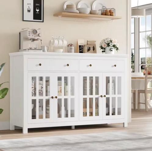 Nieuwe Landelijke Dressoir 140 cm – Keukenkast Zwart of Wit, Huis en Inrichting, Kasten | Dressoirs, Nieuw, Verzenden
