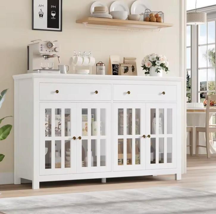 Nieuwe Landelijke Dressoir 140 cm – Keukenkast Zwart of Wit, Huis en Inrichting, Kasten | Dressoirs, Nieuw, Verzenden