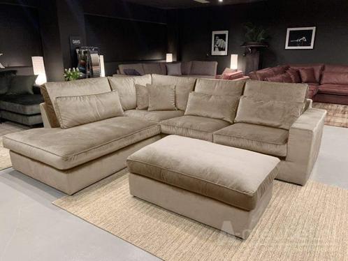 Hoekbank Leusden  - hoekbanken - Beige - Velvetstof, Huis en Inrichting, Banken | Sofa's en Chaises Longues, Nieuw, Stof