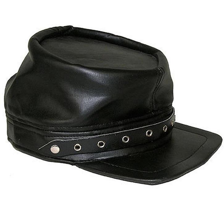 Lederen rocker petje met studs - Feesthoeden overig, Hobby en Vrije tijd, Feestartikelen, Ophalen of Verzenden