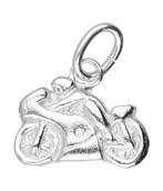 Zilveren Motor racer vlak klein kettinghanger, Verzenden, Nieuw