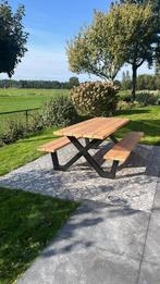 Picknicktafel douglas stalen frame 10% KORTING, Ophalen of Verzenden, Nieuw, Rechthoekig, Hout