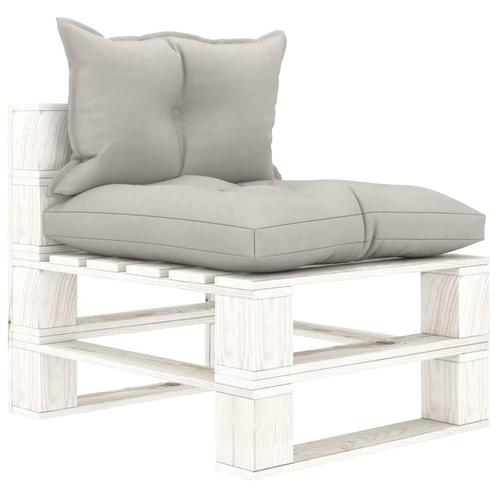 vidaXL Tuinmiddenbank met taupe kussens pallet hout, Tuin en Terras, Tuinsets en Loungesets, Nieuw, Hout, Verzenden