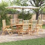 vidaXL Tuin Eetset 7 pcs Beige Tafel, 160x85x75 cm Stoel,, Tuin en Terras, Verzenden, Nieuw