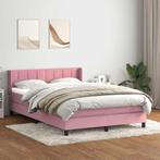 vidaXL Boxspring met matras fluweel roze 160x220 cm, Verzenden, Nieuw, Stof