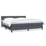 vidaXL Boxspring met matras fluweel donkergrijs 180x220 cm, Verzenden, Nieuw, Grijs, Stof