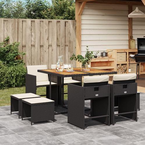 vidaXL 9-delige Tuinset poly rattan zwart, Tuin en Terras, Tuinsets en Loungesets, Tuinset, Nieuw, 8 zitplaatsen, Rotan, Verzenden